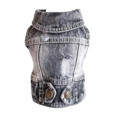 Imagem de Jaqueta Jeans Fina E Fresca Para Cães Pequenos E Médios, Casaco Modern