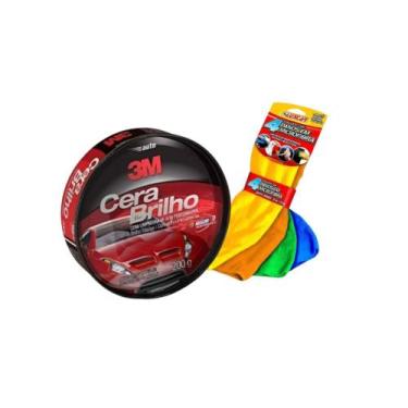 Imagem de Kit Polimento Automotivo Com Cera 3M Auto Brilho Com Pano Microfibra -