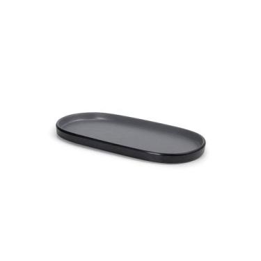 Imagem de Petisqueira Prato Oval Preto Cinza Melanina 23cm - GOURMET MIX