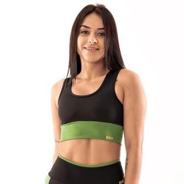 Imagem de Top Cropped Fitness Feminino Premium Tarelles - T0562, Preto, Verde, M