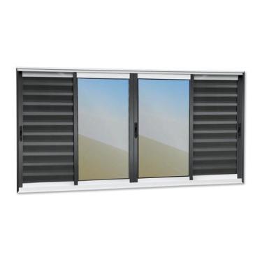 Imagem de Veneziana Elite 6 Folhas Moveis 120 x 240 Vidro Reflex Mix Preto Brima