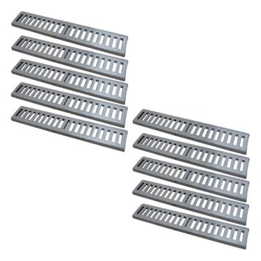 Imagem de Kit 10 Ralo Grelha Linear 7011X10GDA Captação Águas Pluviais Alumínio Fundido Polido GDA Industria e Distribuidora