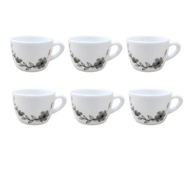 Imagem de Xícara Florid Vine 130ML em Vidro com Design Floral Azul para Bebidas Quentes e Frias Branca Fratelli
