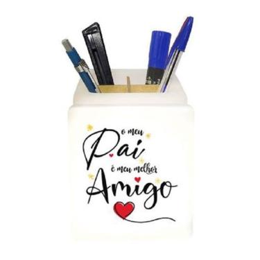 Imagem de Organizador de Mesa Iluminado o Meu Pai com LED e Decoração Temática 3 PILHAS LR44 Inclusas Branco