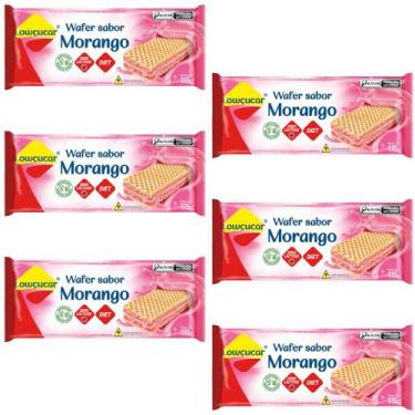 Imagem de Kit 6 Unid. Wafer Lowçucar Zero Açucares Sabor Morango 115g - Lowucar