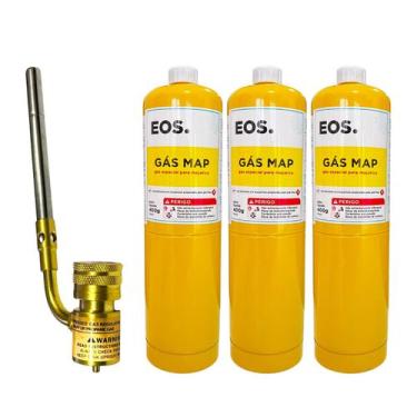 Imagem de Kit Maçarico Solda Alumínio Acendimento Manual + 3 Refil Map - TUNDRA 