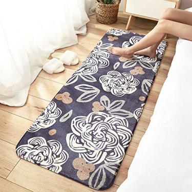 Imagem de Tapete de cabeceira macio, estampa floral, antiderrapante, lavável confortável para sala de estar, quarto, sala de estudo, varanda, janela saliente, sofá, flor, 60180 cm