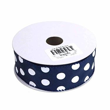 Imagem de Fita de poliéster azul marinho com pontos brancos, 9,5 metros (3,8 cm)