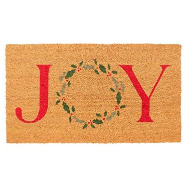 Imagem de Novo tapete de porta KAF Home Coir com suporte de PVC resistente ao clima, antiderrapante | 43,1 x 76,2 cm, altura da pilha de 1,27 cm | Perfeito para uso interno e externo (Joy Wreath)