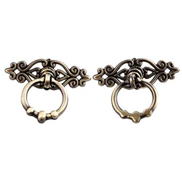 Imagem de 2 pcs gaveta anel anel maçaneta alças armário puxa hardware de móveis antique bronze vermelho bronze Único buraco 34mm liga de zinco YYDFPIIA (Color : Green)