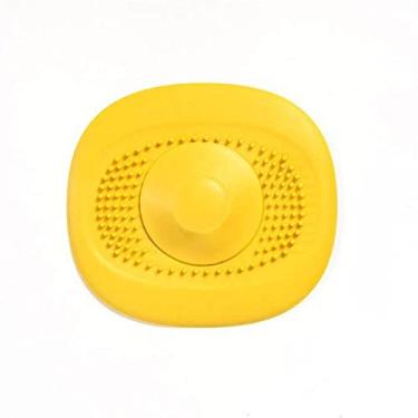 Imagem de Dreno de lavatório coletor de cabelo plugue de rolha de banho filtro de pia de cozinha banheiro anti-entupimento filtro de pia tampa de chuveiro, amarelo, h