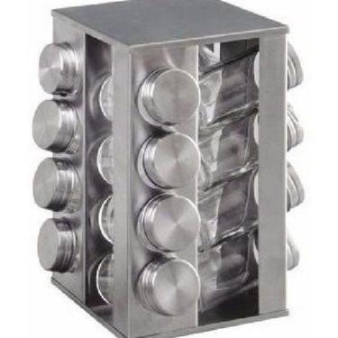 Imagem de Porta Tempero Inox Giratório 16 Potes Temperos Livon 3101