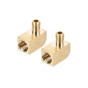 Imagem de uxcell cotovelo de latão com ajuste de 90 graus Barstock Street Cotovelo macho X fêmea 2 peças, a19080700ux0334, M6 X M8