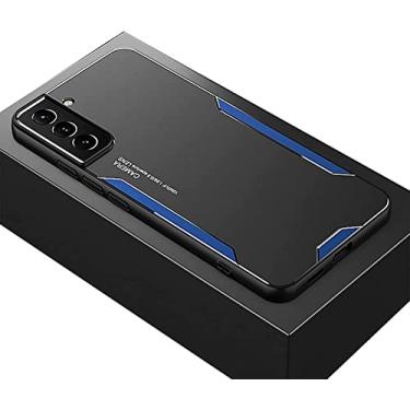 Imagem de Capa de telefone de metal luxuosa, capa personalizada de liga de alumínio fosco para Samsung Galaxy S22 Ultra S21 Plus S20, amortecedor à prova de choque (azul, S21)