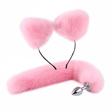 Imagem de XfeyaSri plug anale Metal rabo de raposa orelhas de raposa cosplay feminino adereços de treinamento sm (rosa)
