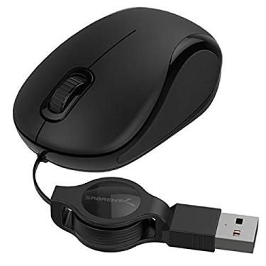 Imagem de Mouse óptico Mini USB Sabrent com cabo retráctil para viagem (MS-OPMN)