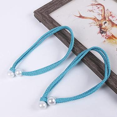 Imagem de peças prendedor de cortina de pérola prendedor de cortina prendedor de fivela para trás fivela de bola pendurada para amarrar acessórios de cortina para casa decoração de casa, azul 2 peças