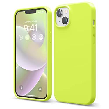 Imagem de elago Capa compatível com iPhone 14 Plus, capa de silicone líquido, capa protetora de corpo inteiro, à prova de choque, design fino, forro de microfibra macia antiarranhões, 17 cm (amarelo neon)