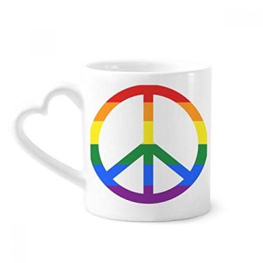Imagem de Rainbow Gay Lésbica Anti Guerra LGBT Caneca Café Cerâmica Copos Copo Coração Vidro