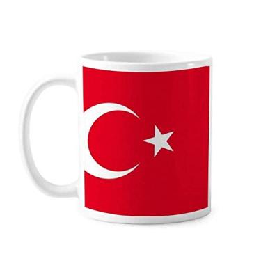 Imagem de Caneca de cerâmica com bandeira nacional da Turquia país da Ásia, xícara de café e porcelana