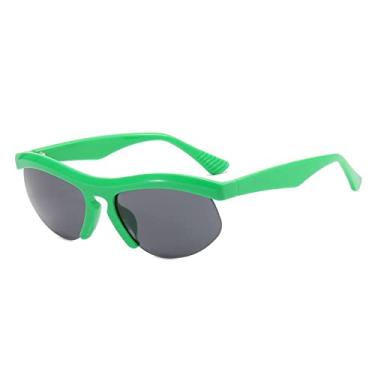 Imagem de Óculos de sol tipo olho de gato com armação dupla para mulheres Óculos de sol sexy cor doce para homens Hip Hop Óculos Óculos, verde cinza, tamanho único