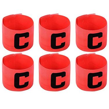 Imagem de Onwon 6 peças elásticas de braçadeira de capitão de futebol ajustável futebol futebol basquete jogador de bandas para adultos jovens, Rose Red, Elastic Soccer Captain Armband Adjustable Football