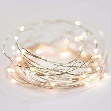 Imagem de Fio Cobre Cordão Luz Fada 3m 30 Leds a Pilhas Branco Frio