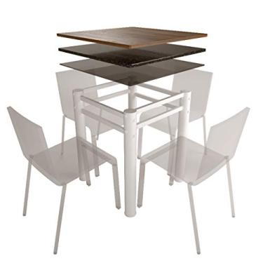 Imagem de Base Para Mesa De Vidro Jantar 4 Lugares Branca Quadrada