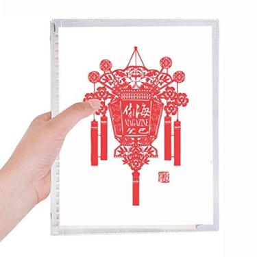 Imagem de Caderno com estampa de lanterna tradicional chinesa vermelha, folha solta, diário recarregável, papelaria