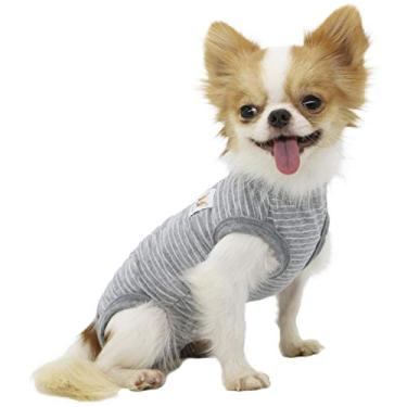 Imagem de LOPHIPETS Pijama feminino para cães pequenos Pomeranian Maltese Toy Poodle - tiras cinza/M