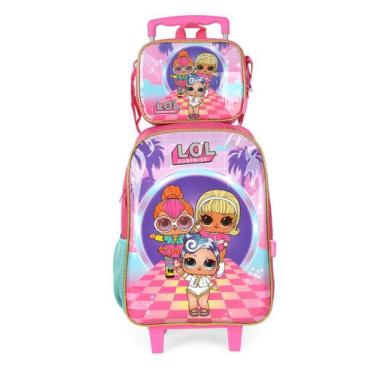 Imagem de Kit Mochila Com Rodinhas + Lancheira LOL Surprise Rosa, Rosa
