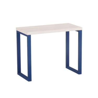 Imagem de Mesa Auxiliar Tubolar PE 40 Pandin 90 x 45 Cm Casablanca e Azul Del Re