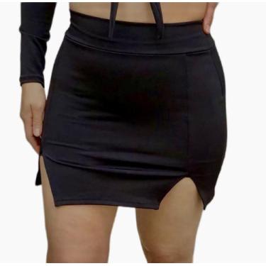 Imagem de Saia Feminina Curta Justa Duas Fendas Modinha Verão - vivi rangel, Azu