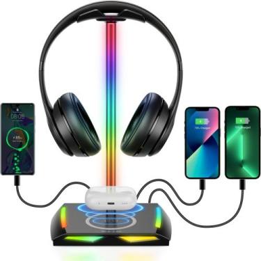 Imagem de Suporte para fone de ouvido New bee RGB com carregamento sem fio e por