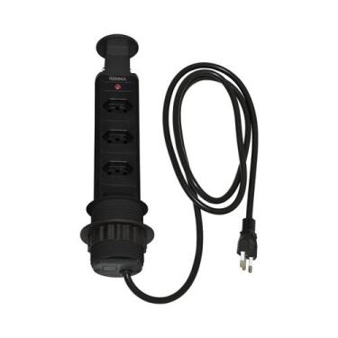 Imagem de Torre de Tomadas Multiplug com 3 Tomadas Preto - MAXZIQF