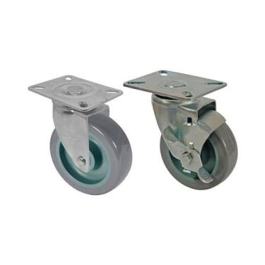 Imagem de Kit 2 un roda rodízio giratório freio pvc bp 3 pol 75mm - AJAX