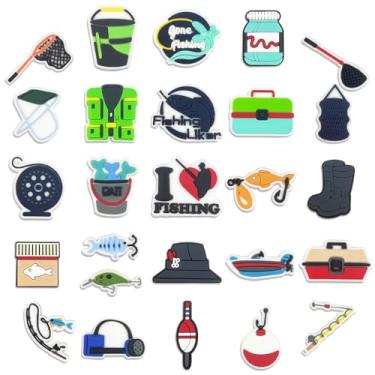 Imagem de NZDWY Amuleto de sapato esportivo de pesca, 26 peças de acessórios bonitos para sapatos ao ar livre para sandálias de tamanco, alfinetes de decoração para pulseira de pulseira, pingentes de sapatos