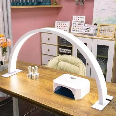 Imagem de XOLLOZ Lâmpada de mesa de unhas de meia lua para profissionais, luz LED de 3360 lúmens para unhas, lâmpada de mesa de manicure LED perfeita | Luz de tatuagem | Luz de tecnologia de cílios | Luz de