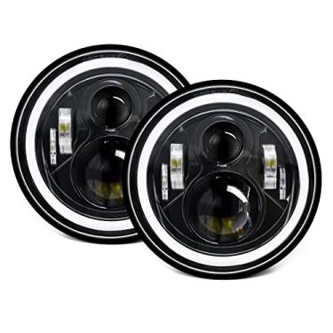 Imagem de Chusui 2 peças de farol de LED para motocicleta de 7 polegadas com DRL/sinal de direção/farol baixo/farol alto 7'' H4 redondo LED farol IP67 à prova d'água CL