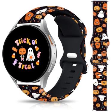 Imagem de Pulseiras de relógio de Natal e Halloween compatíveis com Samsung Galaxy Watch 7 / 6 / 5 / 5 Pro/4 / 4 mm, 45 mm e 46 mm, pulseira de silicone de 20 mm para Galaxy Watch 7 / 6 / 5 / 5 Pro/4 / 4