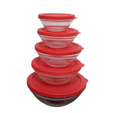 Imagem de Conjunto 5 Potes Redondo Hermético De Vidro Com Tampa