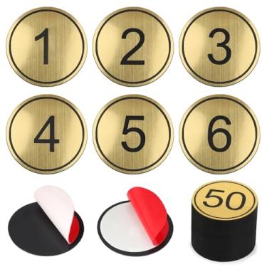 Imagem de NumRealm Números de armário de armário (5 cm/2") - Números de mesa de plástico ABS com fitas adesivas - Dourado - Numerado de 1 a 200