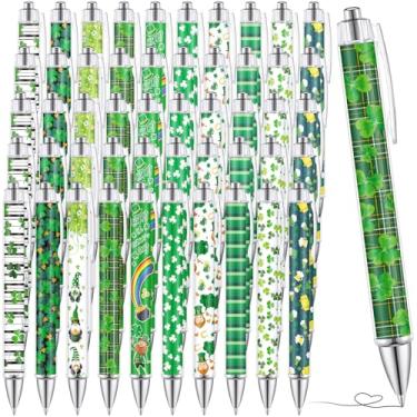 Imagem de Sayglossy 30 canetas esferográficas do dia de São Patrício, canetas de trevo verde, presentes de trevo da sorte, 1,00 mm, tinta preta, esferográfica, para mulheres, homens, escritório, casa, presentes