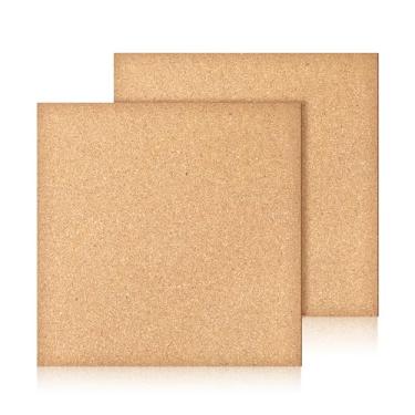 Imagem de Placa de cortiça de 24 x 24 cm, 2 peças, azulejo quadrado autoadesivo, placa de cortiça pequena, rolhas grossas para decoração de parede de casa