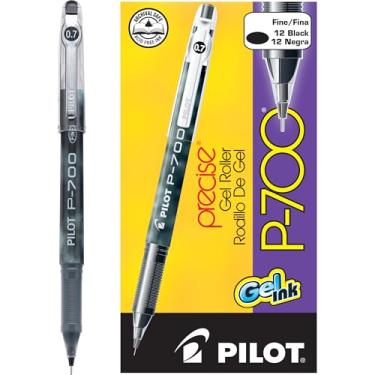 Imagem de PILOT Canetas esferográficas com tinta gel P-700, ponta fina, tinta preta, pacote com 12 (38610)