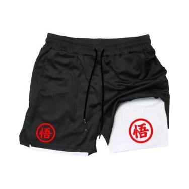 Imagem de Shorts De Treino Masculinos 2 Em 1 De Secagem Rápida Para Academia E C