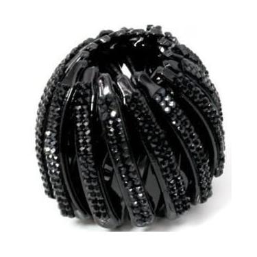 Imagem de Bun Clipe de Veludo para Cabelo Ninho de Pássaro — Grampo Garra Rabo de Cavalo Moda Feminina para Coque e Penteado (Preto 6cm)