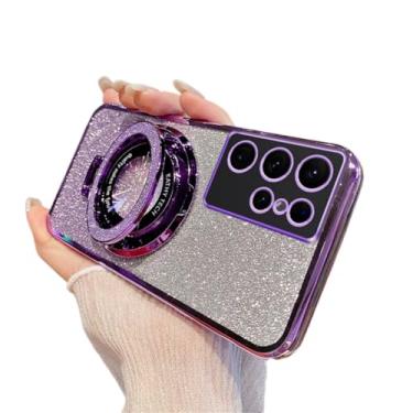 Imagem de SIYOPINPFY Capa para Samsung Galaxy S26 Ultra Brilhante Fofa com Suporte Capa de Telemóvel Fina Clara Glitter Bling Cartão À Prova de Choque Capa Protetora Mulheres Meninas TPU para Samsung Galaxy S26