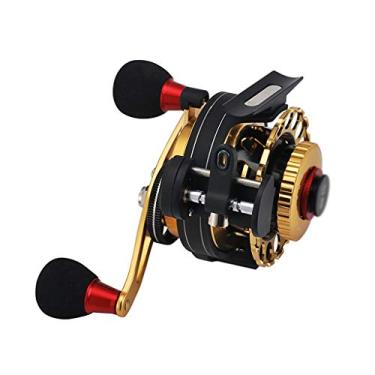 Imagem de HHHJQFAAT Desaceleração de uma tecla pode ser posicionada, com fiação automática magnética, roda de chumbo de metal completo, carretel de pesca de jangada de saída automática (cor: canhoto) (direita)