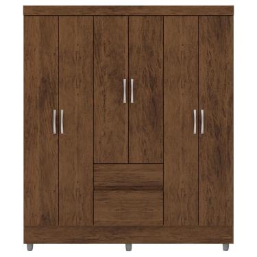 Imagem de Guarda Roupa Casal 6 Portas 2 Gavetas 153 Cm 10091 Vlr Imbuia